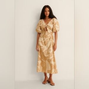 NA-KD Organic Cotton Tie Front Maxi Dress